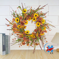 Artificial Eucalyptus and Chrysanthemum Wreath for Autumn Festival Decor