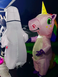 Inflatable Unicorn Costume for Adults and Kids, Funny Cartoon Cosplay Outfit for Christmas and Parties