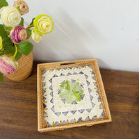 Vietnamese Rattan Woven Nordic Style Square Shell Tray for Home Living Room Coffee Table Storage