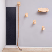 Wall-Mounted Wooden Cat Climbing Shelf with Scratching Post and Jumping Platform