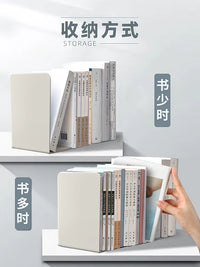 Retractable Metal Bookends for Desk Organization, Heavy-Duty Book Holder for Students and Office