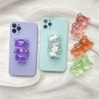 Korean Ins Style Transparent Bear Airbag Phone Stand with Cloud Design, Expandable Grip for Portable Viewing