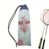 Fashionable Planet Print Drawstring Badminton Bag with Shoulder Strap