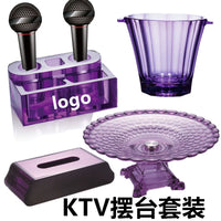 Acrylic Fruit Plate, Ashtray, Ice Bucket, and Microphone Stand for KTV Bar Party Room Decor