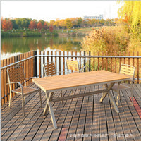 Outdoor Patio Wood-Plastic Composite Dining Set - Waterproof & Anti-Corrosion Table and Chairs for Garden, Villa, Balcony
