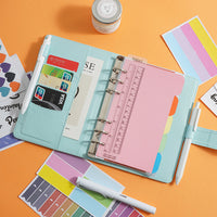 A6 Ripple Pattern Loose-Leaf Notebook with Zipper Pockets for Budgeting and Storage