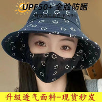 Summer Outdoor Sun Protection Bucket Hat with Detachable Face Mask