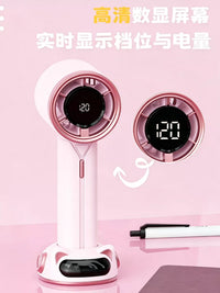 Portable Handheld USB Rechargeable Mini Fan with Base, 120-Speed High-Velocity Airflow for Desk and Outdoor Use