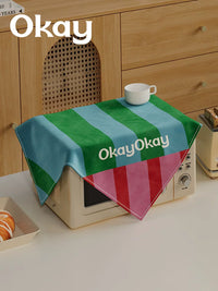 Vintage Striped Microwave Oven Dust Cover and Air Fryer Anti-Oil Cloth