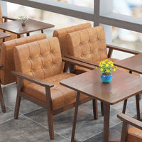 Solid Wood Cafe Dining Table and Chair Set with Sofa Seating