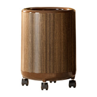 Vintage Wood Grain Trash Can with Lid and Wheels, Large Capacity for Home and Commercial Use