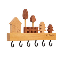 Nordic Solid Wood Wall-Mounted Key Holder with Storage Shelf, No-Drill Entryway Organizer