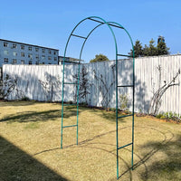 16-Tube Peacock Green Arch Trellis for Climbing Plants, Stainless Steel Legs, Easy Assembly Outdoor Iron Art Pergola