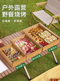 Disposable Kraft Paper Lunch Box Set with Lids for Picnics, Camping, and Outdoor Events