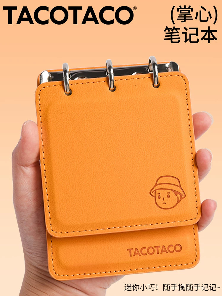TACOTACO Mini Loose-Leaf Notebook with Hard Cover, Portable Pocket-Sized Journal for Daily Notes, Meetings, and Planning
