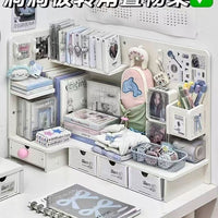 Desktop Corner Pegboard Shelf Organizer with Drawer Option for Stationery and Keys