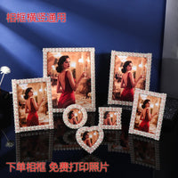 3-Inch Pearl Rose Round Photo Frame Mini Desktop Ornament