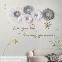 Boho Feather Wall Decor with Wooden Accents and Slogan for Bedroom Living Room