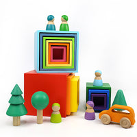 Large German Rainbow Stacking Blocks 12-Color Arch Building Toy