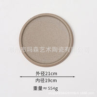 Ceramic Plant Pot Saucer Round Matte Black/Gray Water Catch Tray Base