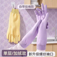 Waterproof Dishwashing Gloves for Kitchen and Household Chores, Thickened Rubber with Fleece Lining for Winter