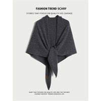 Wool Blend Knitted Triangle Shawl for Women, Warm Retro Scarf Poncho