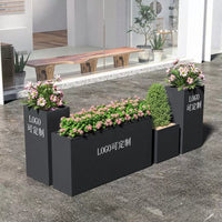 Outdoor Commercial Iron Planter Box for Cafes & Streetscapes, Rectangular Divider Flower Bed