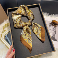 70cm French Elegant Paisley Print Square Scarf for Women, Headscarf and Neckerchief