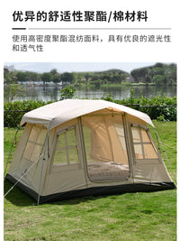 3-4 Person TC Polycotton Cabin Tent for Camping, Portable Waterproof Family Tent