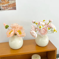 Ins Style Ceramic Vase with Faux Dried Flowers for Home and Office Decor