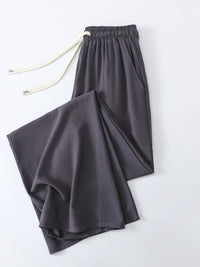 Women's High-Waisted Wide-Leg Rayon Lounge Pants Loose Fit Thin Casual Trousers