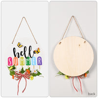 Hello Summer Wooden Door Sign with Bow and Floral Garland