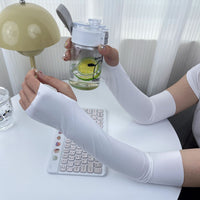 Seamless UV Protection Ice Sleeves for Women - Breathable, Loose Fit, Extended Length, Ultra-Thin Ice Silk Gloves