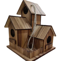 Wooden Bird Nest Box for Parrots and Small Birds, Outdoor Breeding House, 3-Room Design
