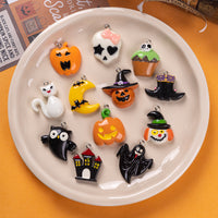 Halloween Resin Pendant Set - Pumpkin Skull Ghost DIY Charms for Spooky Decor