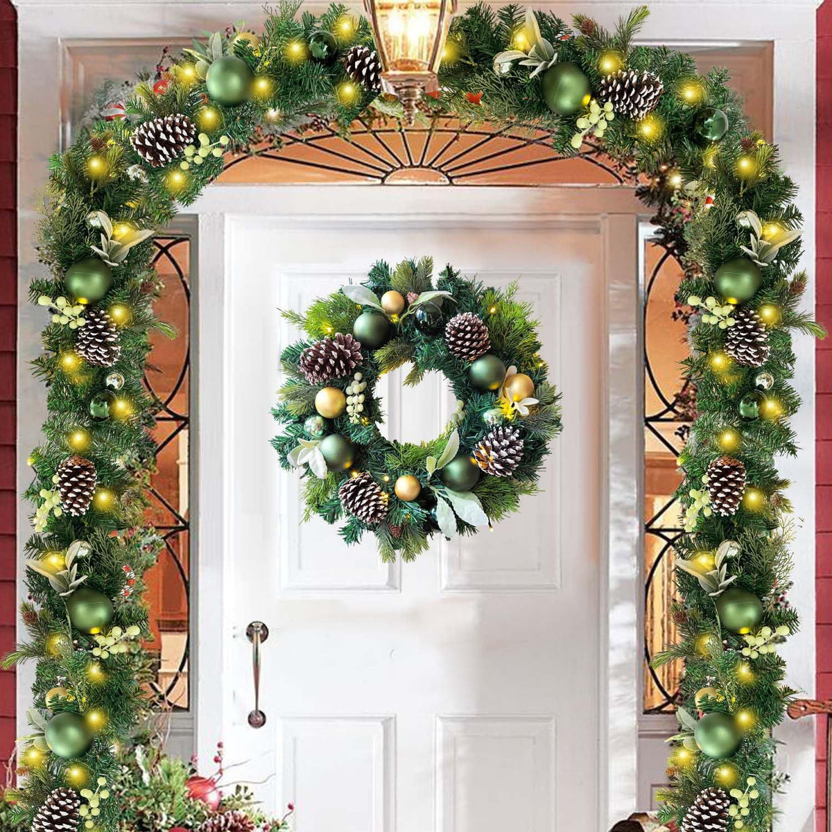 Christmas Garland Wreath for Door, Window, Staircase, and Mall Decoration - Festive Holiday Ornament