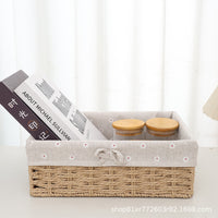 Handwoven Rattan Storage Basket for Desktop, Snacks, Cosmetics, and Sundries