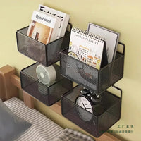 Wall-Mounted Storage Basket Shelf for Dormitory Bedsides, Punch-Free Organizer