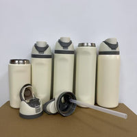 Large Capacity Stainless Steel Insulated Water Bottle with Dual Drink Opening and Portable Handle for Outdoor Sports