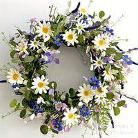 Spring Eucalyptus Lavender Daisy Wreath for Front Door Decor