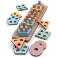 Wooden Geometric Stacking Blocks Educational Toy Set for Early Learning