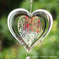 Heart-shaped Love Octagonal Bead Rotating Wind Chime for Outdoor Garden Decor