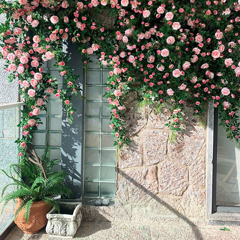 Artificial Tea Rose Vine Garland Fake Flower String for Wedding Home Decor Wall Decoration