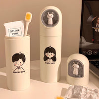 Portable Travel Mouthwash Cup Toothbrush Holder Storage Case for Couples