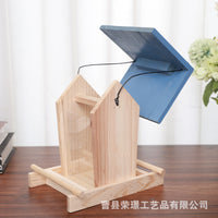 Wooden Bird Feeder House for Outdoor Hanging, Rainproof Shelter for Wild Birds