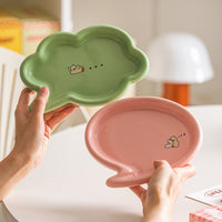 Cartoon Duck Ceramic Divided Plate for Snacks and Fruits