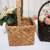 Hand-Woven Wood Chip Basket for Flowers and Gifts, Desktop Decor
