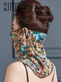 Sun Protection Silk Neck Gaiter for Women, Breathable Full Face Cover Scarf for Summer Outdoor Activities