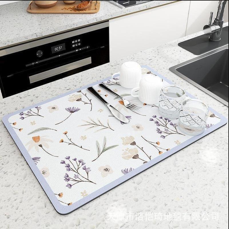 Diatomaceous Earth Absorbent Mat for Kitchen Countertops, Bar, and Dining Tables - Non-Slip & Wear-Resistant
