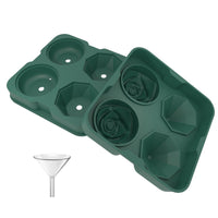 Creative 4-Cavity Rose Flower Ice Cube Tray Silicone Mold for Whiskey Cocktails